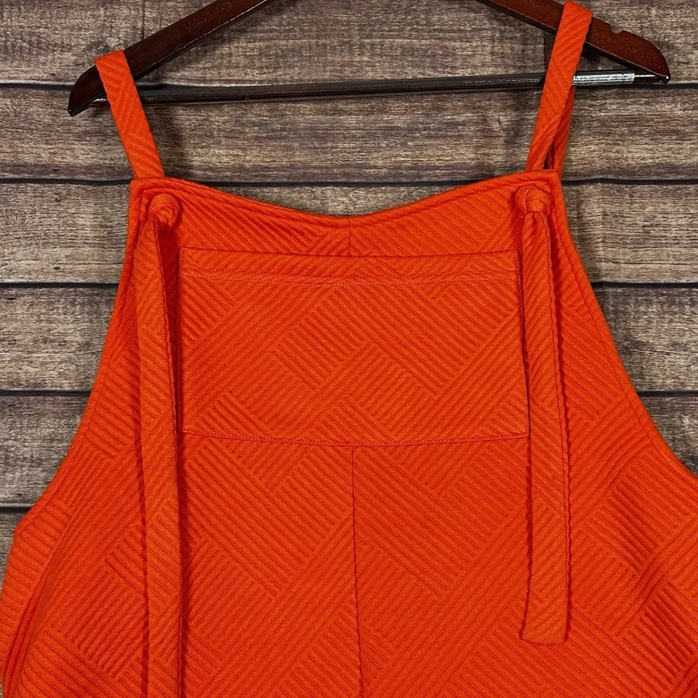 See and Be Seen Orange Textured Tie Strap Romper Shortalls Size M P7173 - Picture 2 of 8